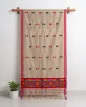 Black Toss Silk Single Sador with Paired Red-Black Buta and Mishing Motif Ghai Phul