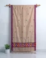 Kola Toss silk single sador with pink chocolate gol buta, maroon side pari, and colourful phulam ghai phul