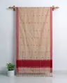 Kola Toss silk single sador with pink maroon buta, pink side pari, and magenta jali ghai phul
