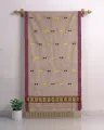 Kola Toss silk single sador with yellow chocolate jora buta, maroon side pari, and yellow chocolate ghai phul
