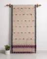 Kola Toss silk single sador with pink black jora buta, black side pari, and black pink phulam ghai phul
