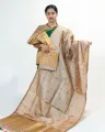 Guna Black Toss mekhela sador with blouse piece, golden guna phul buta, stitched phulam pari, ready-to-wear dohi bota, and bridal ghai phul work
